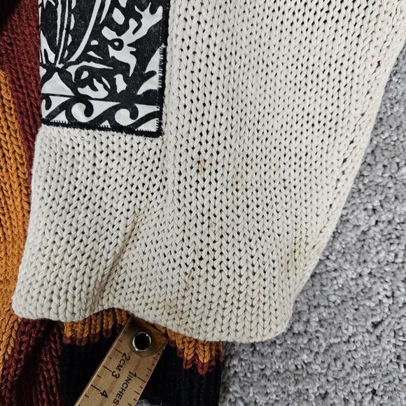 Vtg International Index Cardigan Mens Large Orange Patches 90s Sweater Grandpa - Picture 12 of 13